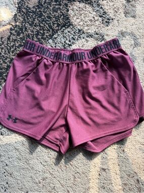 Under Armour Women's Plum Athletic Shorts with Branded Waistband